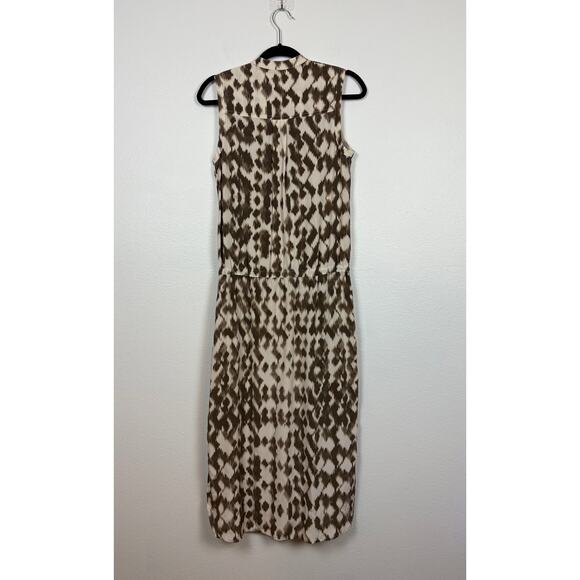Vince Sahara Silk Ikat Printed Tie Waist Collared Button Down Midi Dress XS - Picture 2 of 6